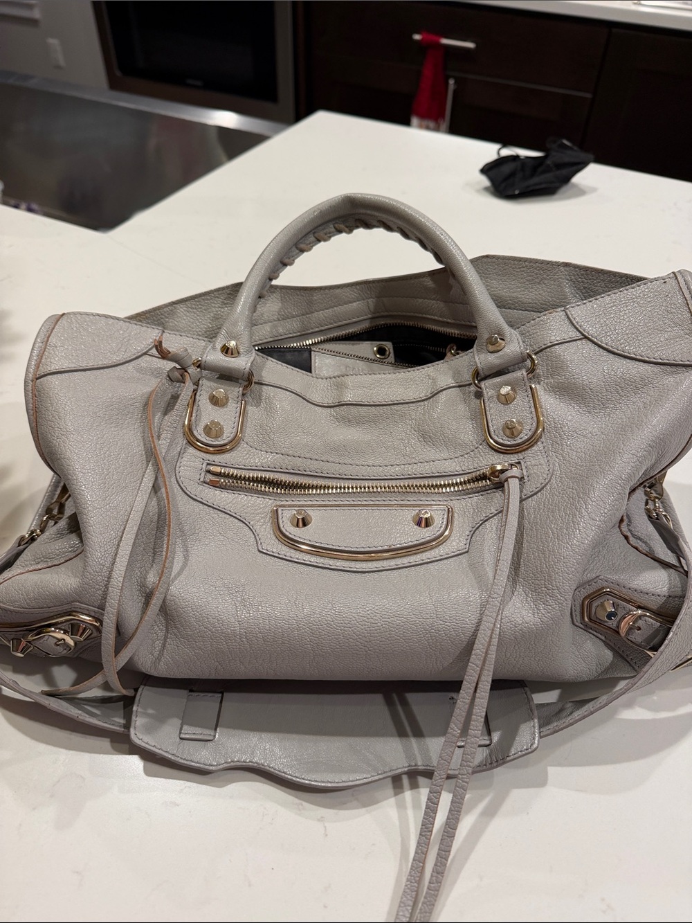 Balenciaga Classic Women's Satchel Handbag in Light Gray